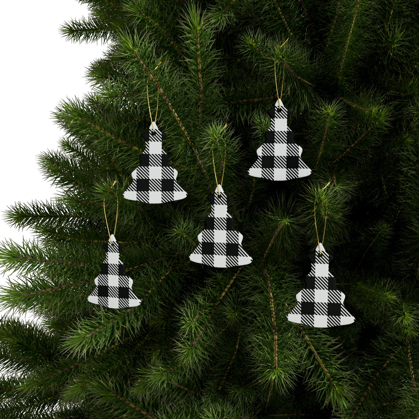 Black and White Ceramic Christmas Ornaments (1pcs, 5pcs, 10pcs, 20pcs)