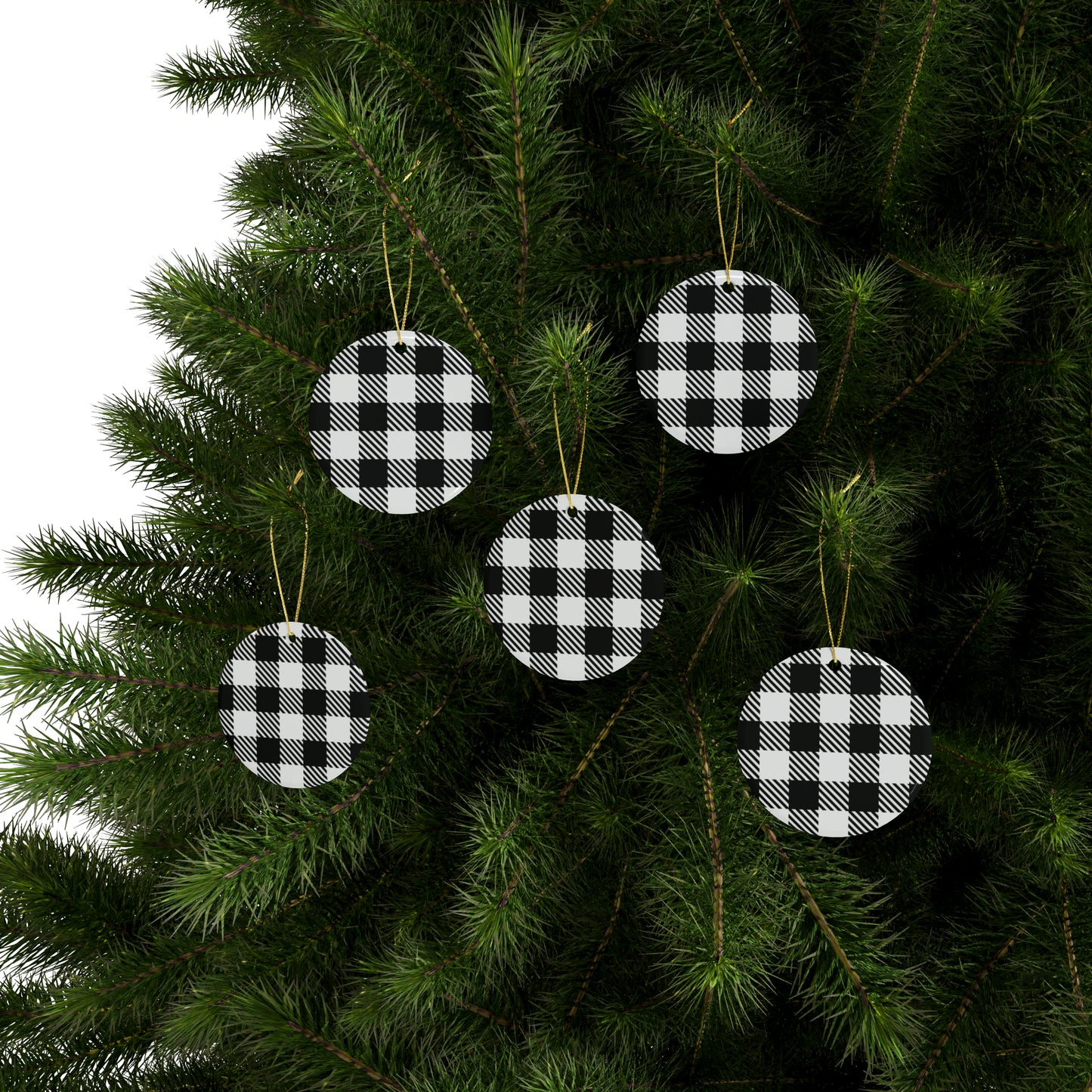 Black and White Ceramic Christmas Ornaments (1pcs, 5pcs, 10pcs, 20pcs)