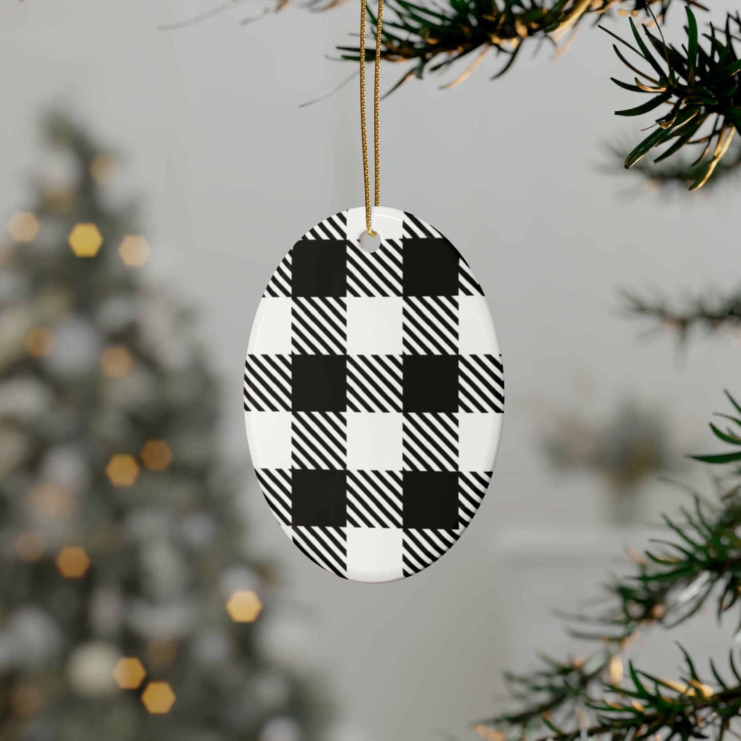 Black and White Ceramic Christmas Ornaments (1pcs, 5pcs, 10pcs, 20pcs)