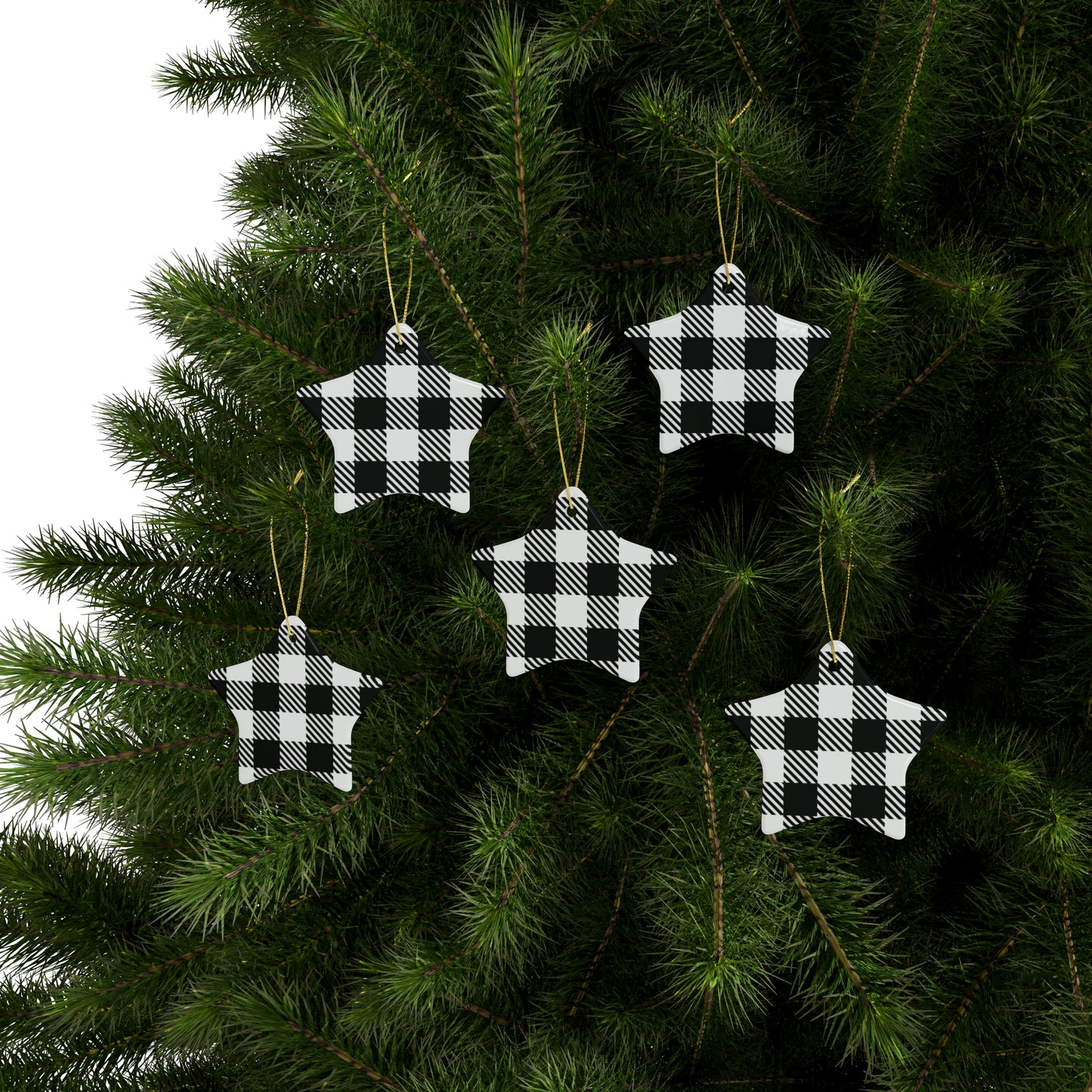 Black and White Ceramic Christmas Ornaments (1pcs, 5pcs, 10pcs, 20pcs)
